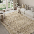 Brown 6x9 Area Rug for Living Room Washable Vintage Distressed Large Carpet Bedroom Low Pile Non Slip Indoor Soft Retro Throw Accent Rug Office Kitchen Bathroom Dining Room