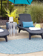 Unique Loom Outdoor Trellis Collection Area Rug - Tribal Trellis (3' 3" x 5' 3" Oval, Aqua/ Ivory)