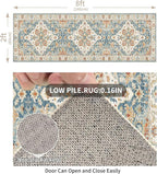 Enkor Runner Rugs for Hallway, 2x8 Washable Soft Non Slip Floor Rugs for Kitchen, Modern Mat for Living Room Bedroom Entryway Orange & Blue