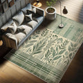 Ambesonne Leafy Design Decorative Rug, Boho Silhouettes of Jungle Leaves Grungy Stripes on Creamy Back, Quality Carpet for Bedroom Dorm and Living Room, 2' 2" x 3' 7", Laurel Green Champagne