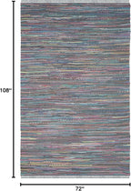 SAFAVIEH Rag Rug Collection Area Rug - 6' x 9', Aqua & Multi, Handmade Boho Stripe Cotton, Ideal for High Traffic Areas in Living Room, Bedroom (RAR121K)