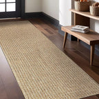 Easy Jute Rugs 2x7 Natural Color Living Room Indoor Outdoor Runner Rug for Farmhouse Patio and Kitchen Rug High Traffic Washable Easy to Clean Solid Boho Woven Design Outside Carpet (2 x 7)