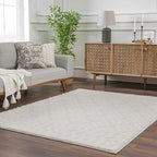 Hauteloom Eivin Living Room, Bedroom Area Rug - Contemporary - Plush Pile - Cream - 18" Sample