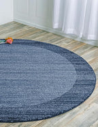 Rugs.com Angelica Collection Rug – 4 Ft Round Navy Blue Medium-Pile Rug Perfect for Kitchens, Dining Rooms