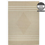 FH Home Flat Woven Outdoor Rug - Waterproof, Easy to Clean, Stain Resistant - Premium Polypropylene Yarn - Modern Geometric Kilim - Patio, Porch, Deck, Balcony - Mesa - Beige - 5ft 2in x 7ft 6in