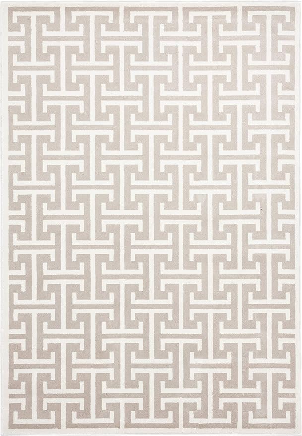 Abani Contemporary 3D Beige & White Modern Greek Key Pattern Area Rug - Geometric Meander 7'9" x 10'2" Arto Collection Neutral Rug Rugs