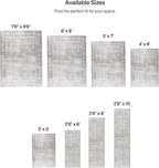 ReaLife Rugs Machine Washable Area Rug Runner - Living Room Bedroom Bathroom Kitchen Entryway Office - Padded Low Pile Stain Resistant Premium - Boho Farmhouse Vintage - Noor - Silver Ivory 2'6" x 6'