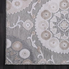 CAMILSON Indoor Outdoor Rug 9x12 Bohemian Medallion Floral Area Rugs for Indoor and Outdoor Patios Easy-Cleaning Non-Shedding Living Room Garden and Kitchen Washable Outside Carpet (9 x 12 / Beige)