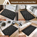 COSY HOMEER Non-Slip Door Mat 20"x32", Entryway Rugs Low Profile Absorbent Dirt Trapper Doormat for Front Entrance, Washable Polypropylene Entry Mat (Black)