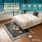 Istana 5x7 Area Rug - Black Rugs for Living Room 5x7 - Foldable Rugs for Bedroom - Stain Resistant Washable Rug - Eco-Friendly Boho Area Rugs - Easy to Clean Living Room Rug