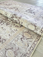 Fame Living Faded Oushak Rug, Turkish Vintage Floral Pastel Large Oversized Area Rugs for Living Room Dining Bedroom Kitchen Bathroom Nursery (848CrNv, 2' x 3')