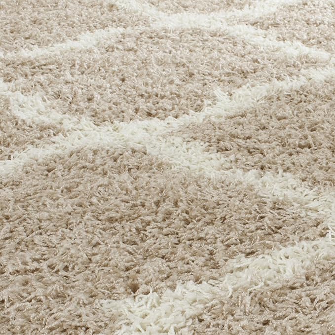 SAFAVIEH Dallas Shag Collection Accent Rug - 3' x 5', Beige & Ivory, Trellis Design, Non-Shedding & Easy Care, 1.5-inch Thick Ideal for High Traffic Areas in Entryway, Living Room, Bedroom (SGD257D)