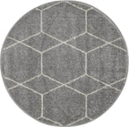 Unique Loom Trellis Frieze Collection Area Rug - Geometric (3' Round, Light Gray/ Ivory)