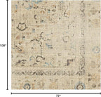 RUGGABLE Washable Vintage Area Rug – Kamran Ivory Opal 6x9, Stain-Resistant, Non-Slip – Medium Machine Washable Rugs for Living Room, Bedroom, Hallway, Entryway & Office–with Cushioned Pad