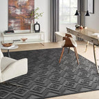 Nourison Home Versatile Charcoal Black 7' x 10' Area Rug - Easy Clean, Non Shedding, Bed Room, Living Room, Dining Room, Kitchen (7' x 10')
