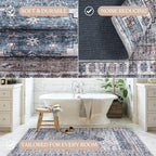 Washable Area Rug. Modern Farmhouse. Vintage. Turkish. Bohemian. Distressed. Oriental. Traditional. Rugs for Living Room. Dining. Bedroom. Office. Entryway. Foyer. (859NC, 2'5 x 9'8)