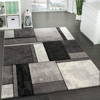 Paco Home Area Rug Modern Geometric Pattern in Grey White, Size: 4' x 5'7"
