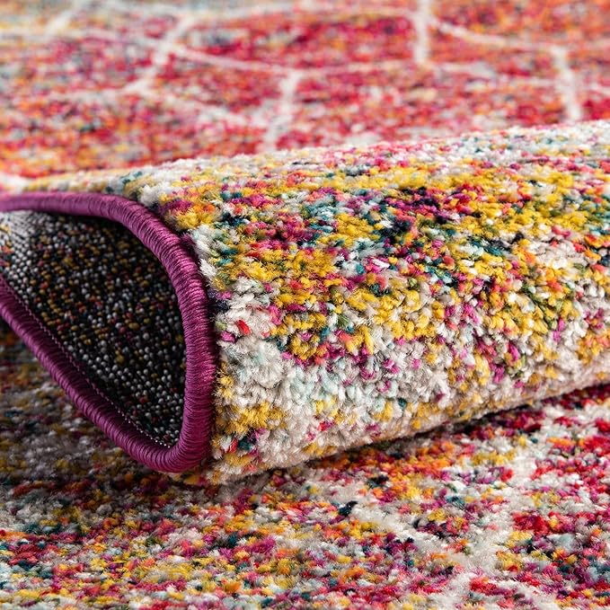 Unique Loom Trellis Frieze Collection Area Rug - Geometric (2' x 13' Runner, Multi/ Ivory)