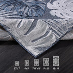 CAMILSON Indoor Outdoor Rug Navy Blue 4x6 Leaf Tropical Botanical Area Rugs for Indoor and Outdoor patios, Easy-Cleaning Non-Shedding Living Room Garden and Kitchen Washable Outside Carpet (4 x 6)