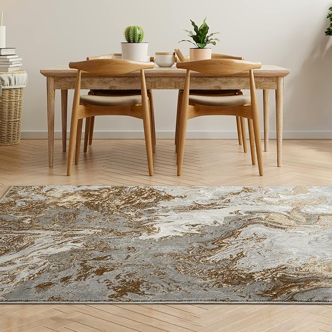 LUXE WEAVERS Marble Swirl Abstract Area Rug, Gray 8x10