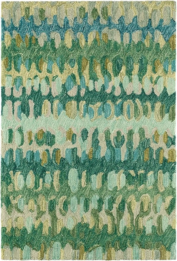 Dash and Albert Paint Chip Wool Area Rug - 3' x 5' Moss Graphic Hand Micro Hooked Accent Rug - Durable, High Traffic Areas Hallway, Living Room, Stairs