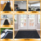 Ottomanson 2' x 9' Hallway Runner with Scraper Pile Extra Durable Non-Slip Rug Mat for Indoor & Outdoor Use - Ideal for Kitchen, Entryway, Patio & Garage - High-Traffic Carpet, Black