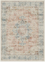 RUGGABLE Washable Vintage Area Rug – Sarrah Coral 10x14, Stain-Resistant, Non-Slip – Large Machine Washable Rugs for Living Room, Bedroom, Hallway, Entryway & Office–with Standard Pad