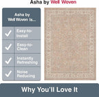 Well Woven Asha Rome Beige Cream 5'3" x 7'3" Area Rug - Oriental Floral Pattern, Easy Clean, Floor-Friendly Backing - for Living Room, Bedroom, and Dining Room