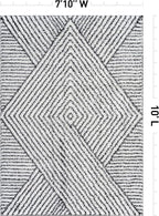 Rugshop Geometric Diamond Stripe Shag Area Rug White 7' 10" x 10' Perfect for Large Living Rooms, Dining Areas, or Master Bedrooms