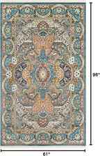Unique Loom Narenj Collection Classic Traditional Medallion Textured Design Area Rug, 5 x 8 ft, Blue/Tan