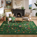 Vintage Medallion Floral 4x6 Rug, Machine Washable Non-Slip Area Rug, Low Pile Soft Carpet for Entry, Living Room, Office, Kids, Girl/Boys Room | Green