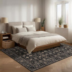 Area Rug Non Slip Machine Washable Ultra Soft Living Room/Bedroom/Kitchen/Outdoor/Classroom Black Gold, 6'×9'