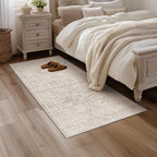 Fmfunctex 2x6 Hallway Runner Rug Beige Vintage Neutral Washable Distressed Non Slip Low Pile Traditional Indoor Carpet Soft Retro Entryway Rug for Kitchen Living Room Bedroom Bathroom Laundry Entrance