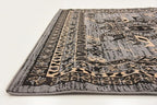 Unique Loom Taftan Collection Border Geometric Tribal Inspired Design Area Rug (6' 0 x 9' 0 Rectangular, Gray/ Black)