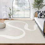 Abani Deco Collection Area Rug - Beige Modern Abstract Ribbon Design - 2' x 3' - for Living Room, Bedroom & Office