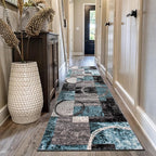 Rugshop Contemporary Circle Design Runner Rug, Carpet with Jute Backing for Hallway, Entryway, or Kitchen, Gray, 2'7" x 10'