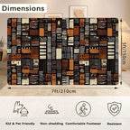 African Style Brown Orange Area Rug for Living Room, Non-Slip Backing Low Pile Modern Abstract Rug for Indoor Use, 5x7 Washable Carpet