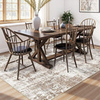 Area Rug Living Room Rugs - Washable Neutral Modern Abstract Soft Thin Rug Indoor Floor No Slip Rug Carpet for Bedroom Under Dining Table Home Office Decor - Brown/Grey/Red - 5x7