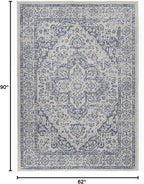 FH Home Flat Woven Outdoor Rug - Waterproof, Easy to Clean, Stain Resistant - Premium Polypropylene Yarn - Vintage - Patio, Porch, Deck, Balcony - Ankara - Distressed Blue - 5ft 2in x 7ft 6in