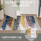 Ciicool Modern Abstract Yellow Blue Rug for Living Room, 6'x9' Machine Washable Area Rug Non-Slip Rug, Low-Pile Contemporary Indoor Dining Floor Carpet for Bedroom Office Under Table Home Decor