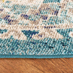 SAFAVIEH Madison Collection 3' Round Dark Blue / Yellow MAD418N Boho Diamond Distressed Non-Shedding Dining Room Entryway Foyer Living Room Bedroom Area Rug
