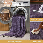 Kokia Abstract Area Rug Living Room 5x7 Washable Large Rug Bedroom Living Room Under Dining Table Soft Non Slip Stain Resistant Carpet Room Decor, Purple Rug, Oslo Dusty