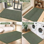 BEQHAUSE Dirt Trapper Door Mat 24" x 36", Non-Slip Washable Doormats Entrance Mat, Dirt Resistant and Absorbent Welcome Mat, Low Profile Floor Mats for Front Back Door and Entryway, Green