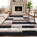 Superior Indoor Area Rug, Jute Backed, Modern Geometric Patchwork Floor Decor for Bedroom, Office, Living Room, Entryway, Kitchen, Hardwood Floors, Rockwood Collection, 9' x 12', Ivory-Beige