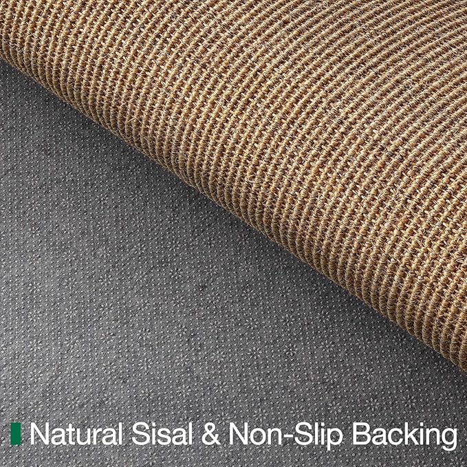 LUMI Handwoven Sisal Door Mat, Non-Slip Durable Entryway Mat, Welcome Front Doormat, Solid Floor Mats for Entrance, 36"x60", Brown Sisal