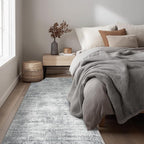Modern Abstract Neutral 3x8 Runner Rug for Hallway Low Pile Non Slip Washable Rugs Floor Covering Grey Carpet Runners for Kitchen Laundry Room