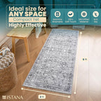 Istana Hallway Runner Rug 2x6 - Grey Kitchen Rugs Non Slip Washable -Silk's Soft Touch Carpet Runner - Stylish Rug for Home