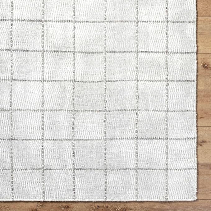 Mark&Day Wool Rugs, 8x10 Ishaq Cottage Off-White Area Rug, White Silver Carpet for Living Room, Bedroom or Kitchen (8' x 10')