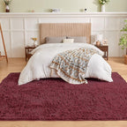 Andency 6x9 Area Rugs Burgundy,Large Shag Fluffy Soft Shaggy Rugs for Living Room Bedroom, Non-Slip Thick Plush Carpet for Kids Girls and Boys, Dorm Nursery Home Decor Aesthetic