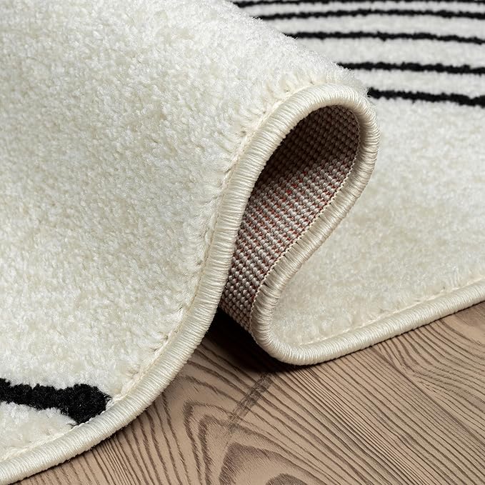 Abani Nuevo Beige Black Swirls Modern Area Rug 5' x 8' for Living Room, Bedroom - Abstract Design - Durable & Easy to Clean
